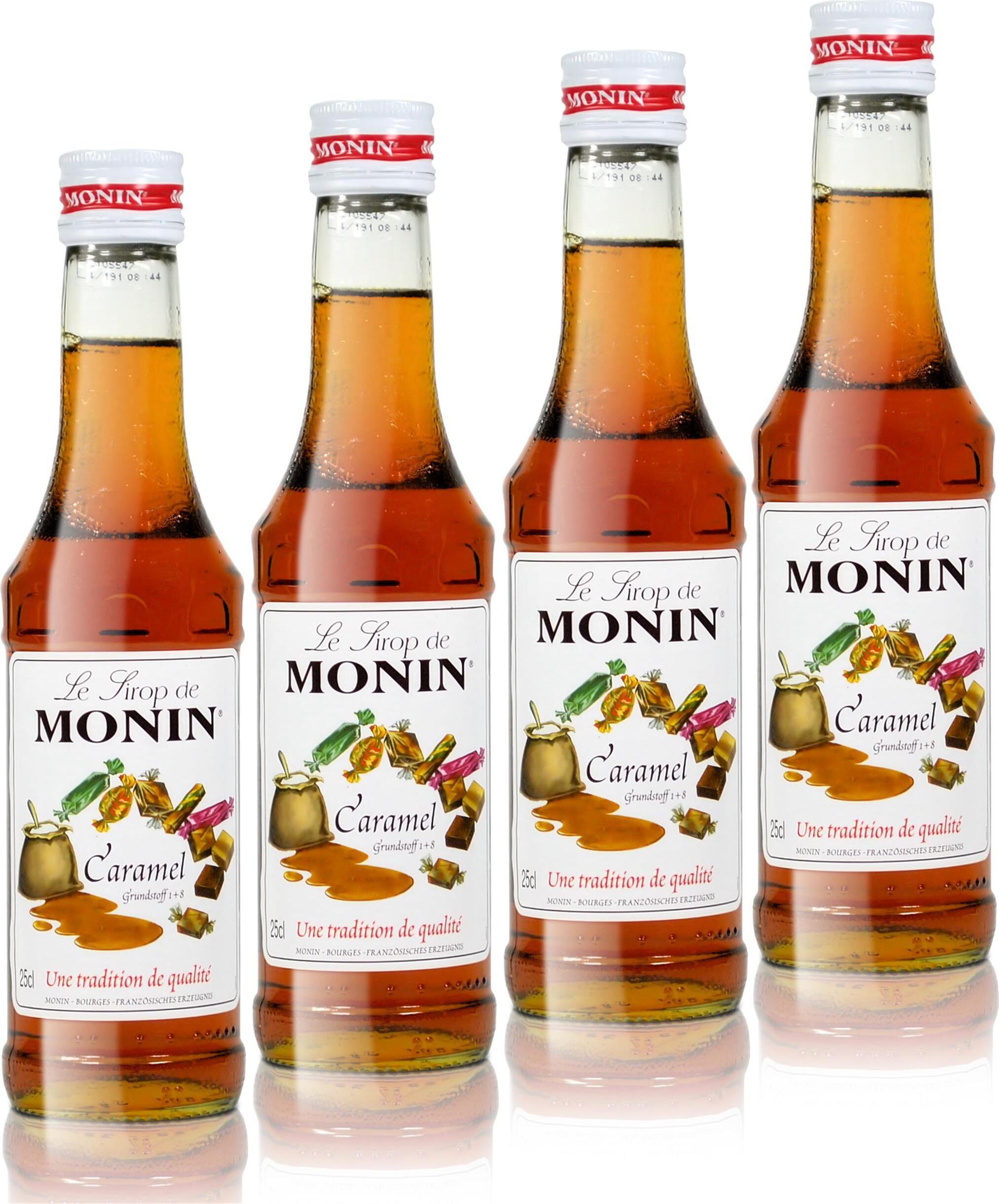 4x Monin Karamell / Caramel Sirup, 250 ml Flasche