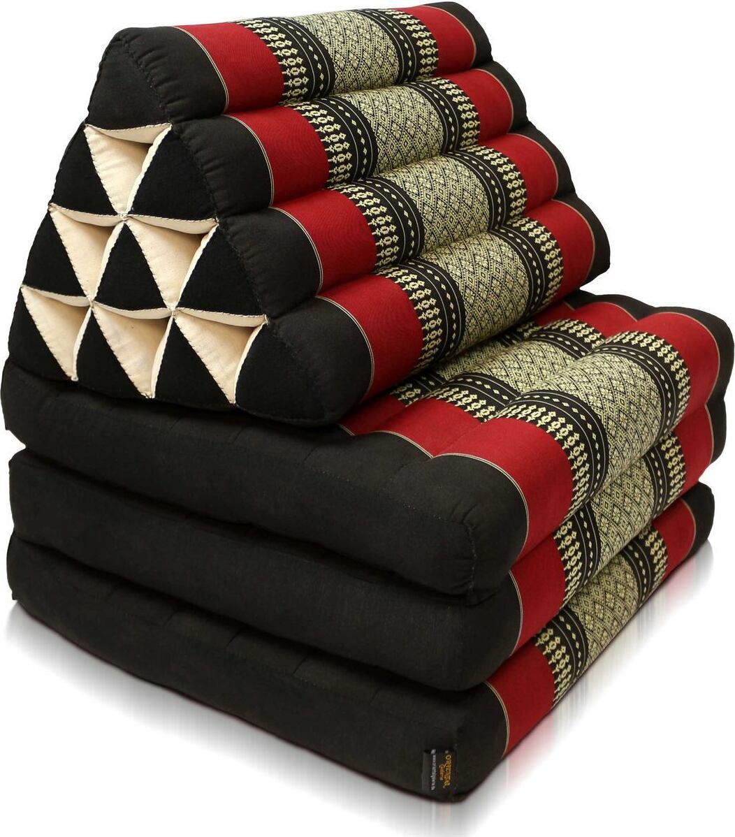 Oriental Galerie Thaimatte Kapokmatte Matte Faltmatte Klappmatte Liege Liegematte Meditationskissen 1,80 m lang Baumwolle Kapok Schwarz Rot 10010010