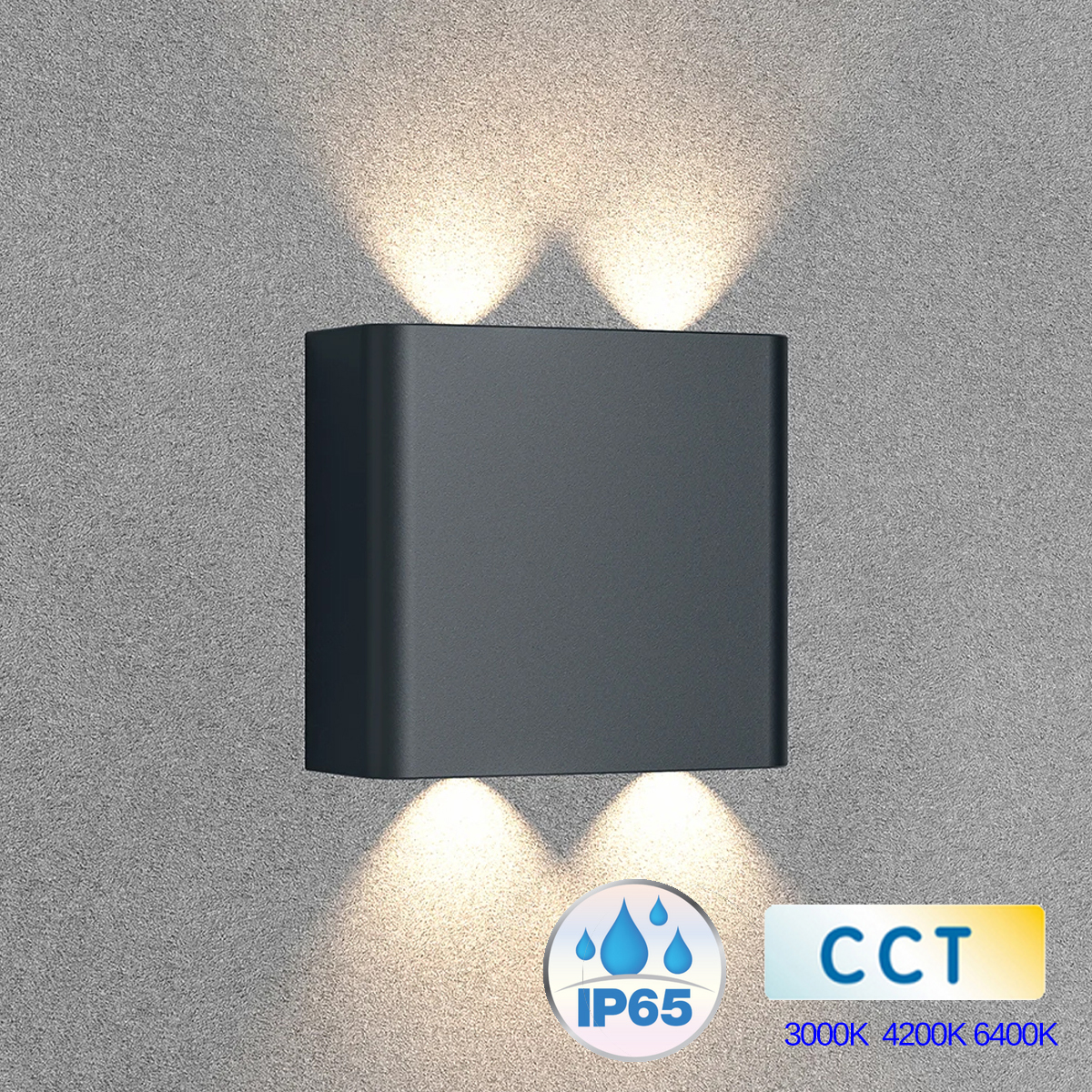 Mundotec 4w LED Wandleuchte Fassadenleuchte Außenbereich in Schwarz Eckig |CCT|360 Lumen