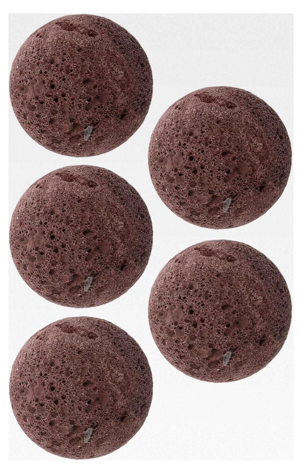 Markenlos Natürliche Vulkan-Saunasteine 5 Stück 4 cm Rund aus porösem Vulkangestein, hitzebeständig und dampffördernd, Saunazubehör für Innen- und Außensaunen, Ersatzsteine für Saunaöfen