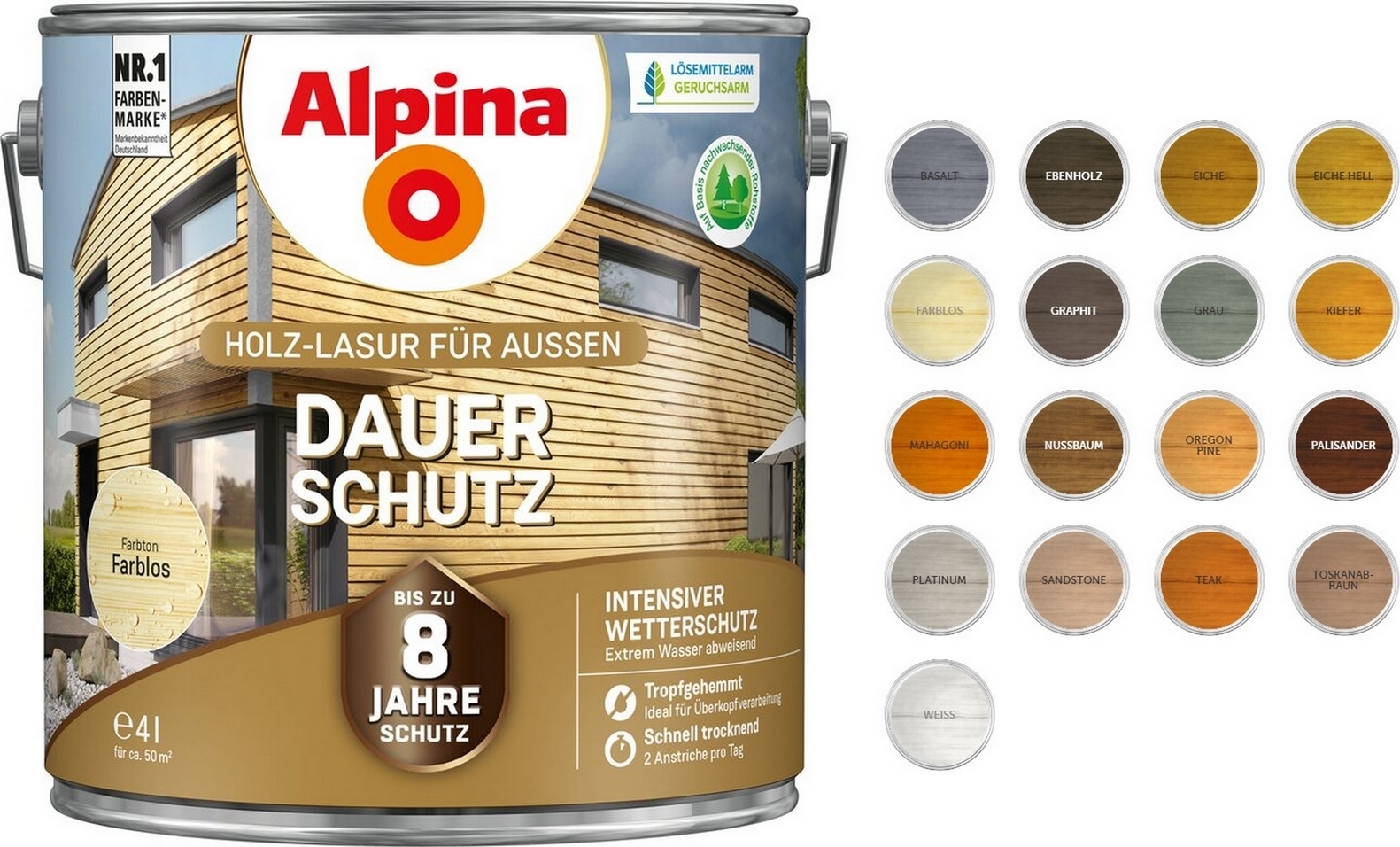 Alpina Dauerschutz Lasur farblos 0,75L