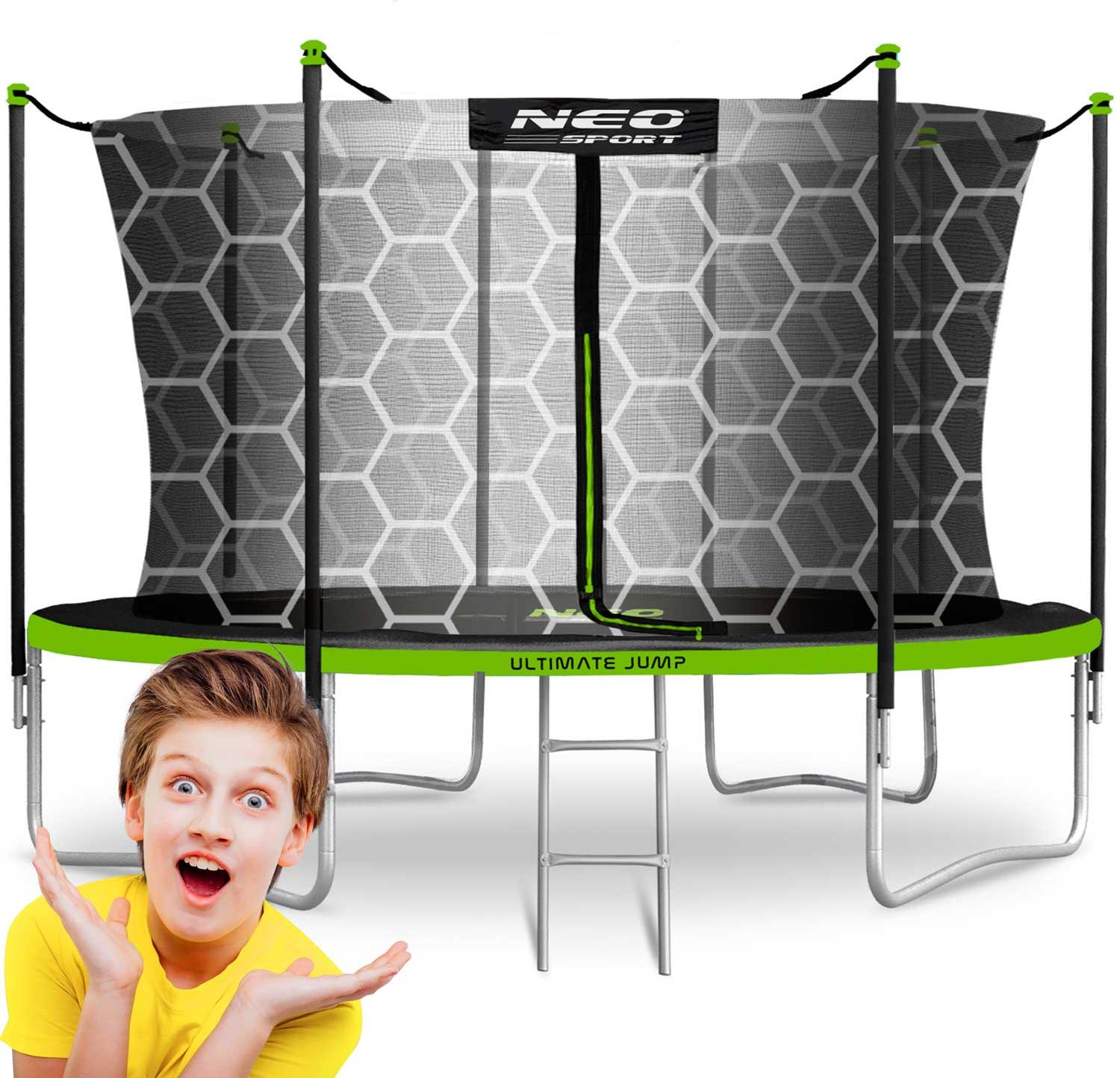 12 láb/374 cm-es kerti trambulin belső hálóval és létrával Neo-Sport