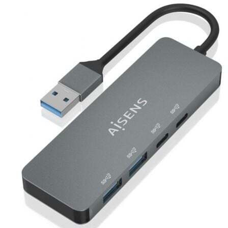 Rozbočovač USB 3.2 Aisens A106-0696/ 2xUSB/ 2xUSB Type-C/ Gris