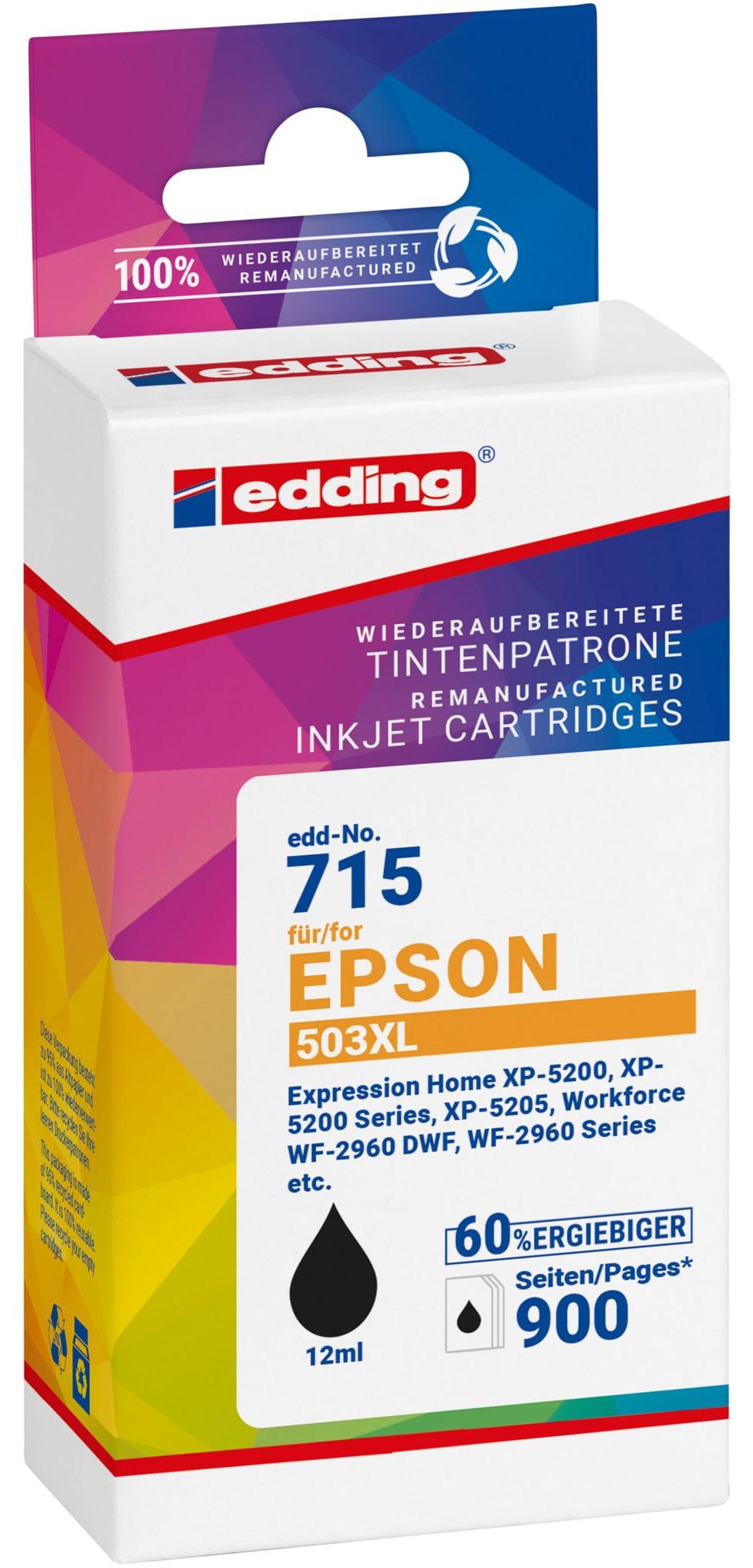Edding EDD-715, Čierna, 12 ml, 1 kusov, 900 strany, Balenie po jednom kuse