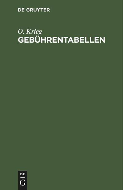 De Gruyter, Mercury Learning And Information Gebührentabellen