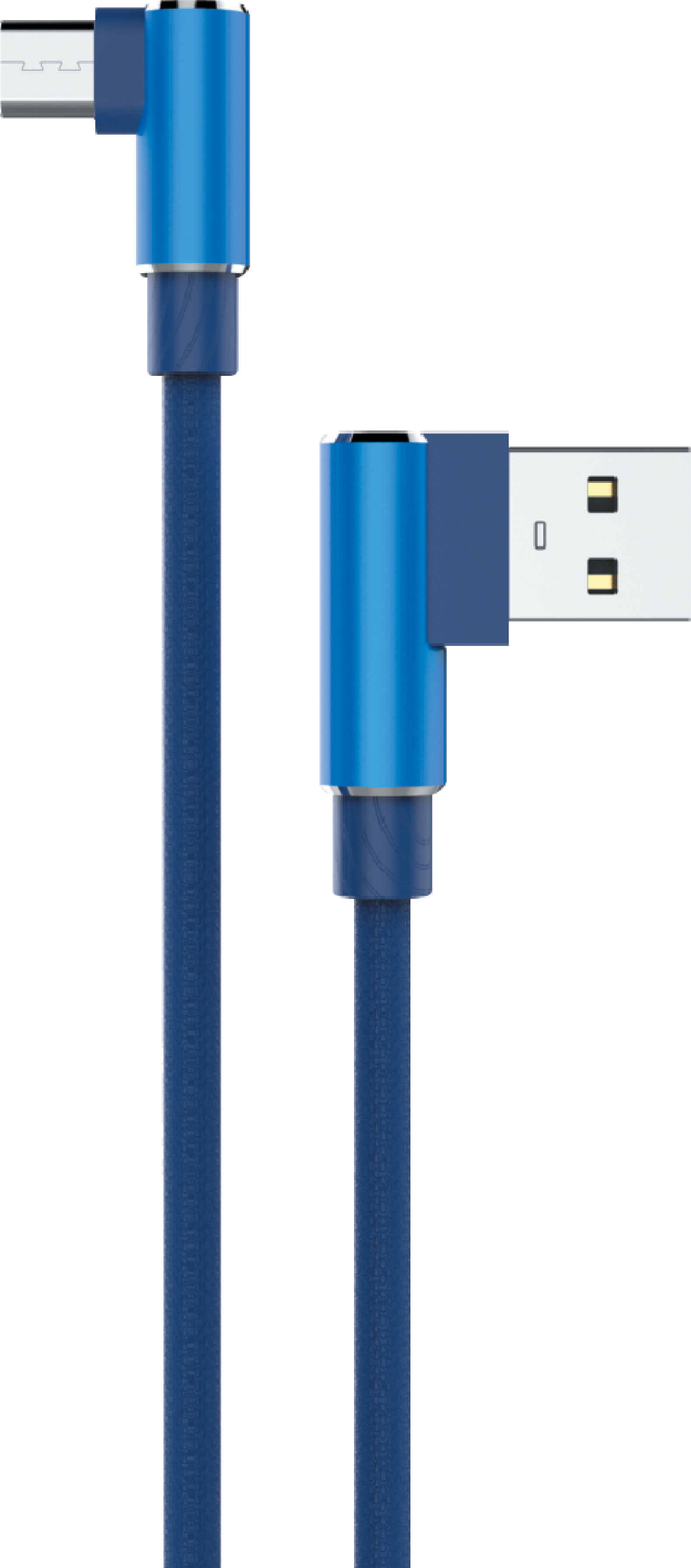 Sunix 2A Micro-USB nabíjací kábel 90° uhlový konektor 2 m dátový kábel kábel na prenos dát nabíjačka v modrej farbe