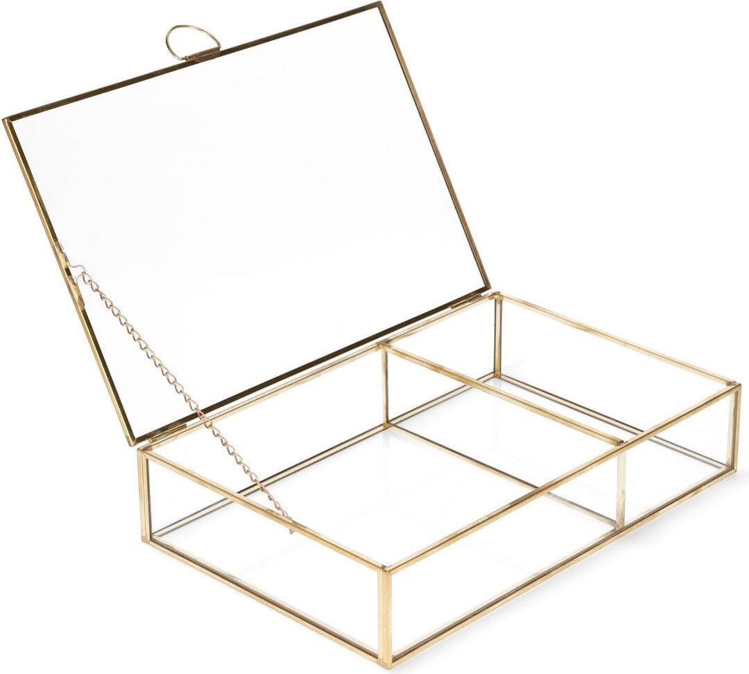 Schatulle Schmuckschatulle Schmuckkasten Schmuckkästchen Ringschatulle für Schmuck Kosmetik 90% aus Glas 23x15x5 cm HOMLA