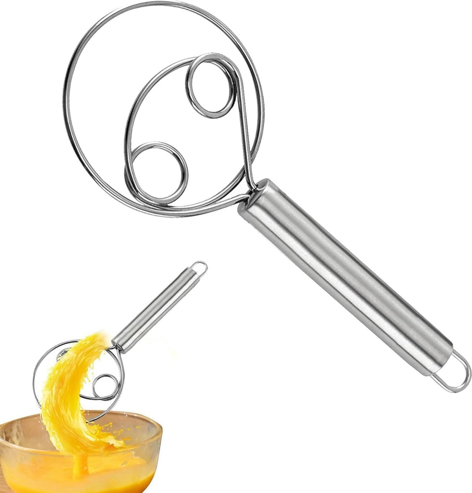 Huoflame Dänischer Schneebesen 33cm - Doppelspiral Edelstahl Mit Holzgriff