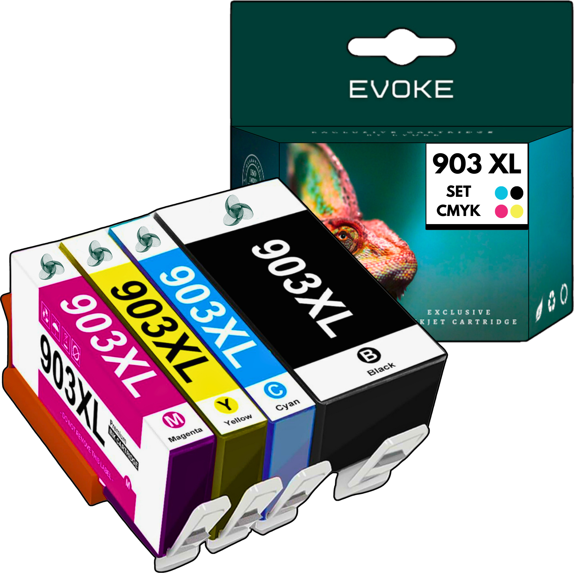 4x atramentová náplň do tlačiarne pre HP 903 XL | čierna + farebná sada | náhrada za officejet 6900 6950 6960 6970 6975 6860