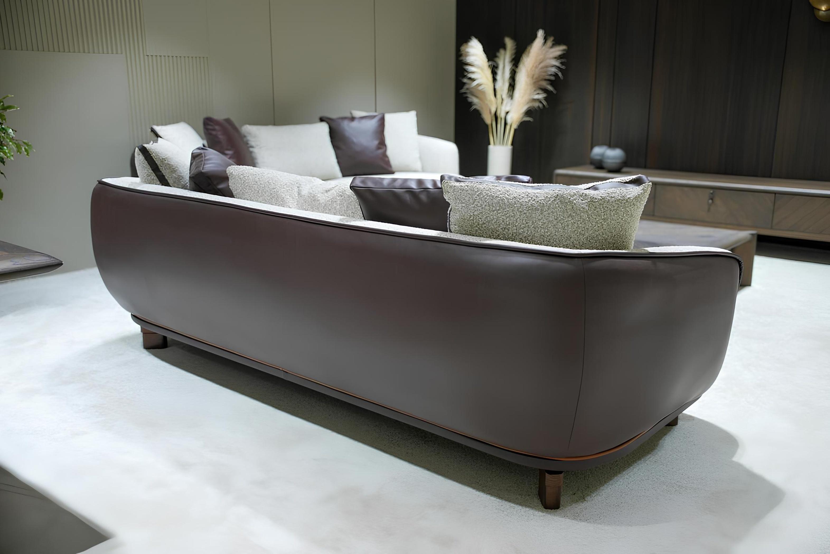 AEA Elegantes 3-Sitzer-Sofa Weiß Braun Farbe Bescheidenes Design Lounge-Sofa