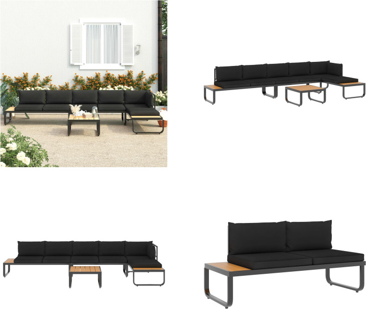 vidaXL 4 tlg. Garten Ecksofa Set mit Auflagen Aluminium und WPC - Sofa - Sofas - Ecksofa - Ecksofas