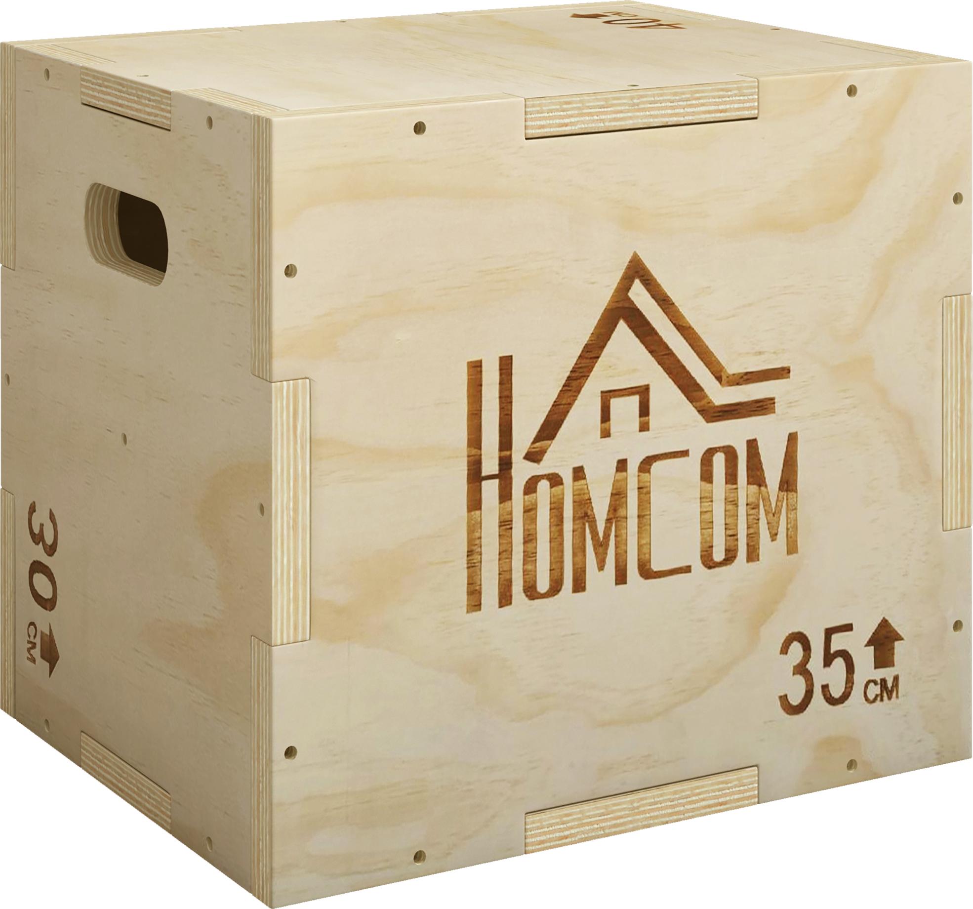 HOMCOM 3-in-1 Plyo Box Holz Plyometrische Sprungbox mit 3 Sprunghöhen Griffen A93-053V02ND