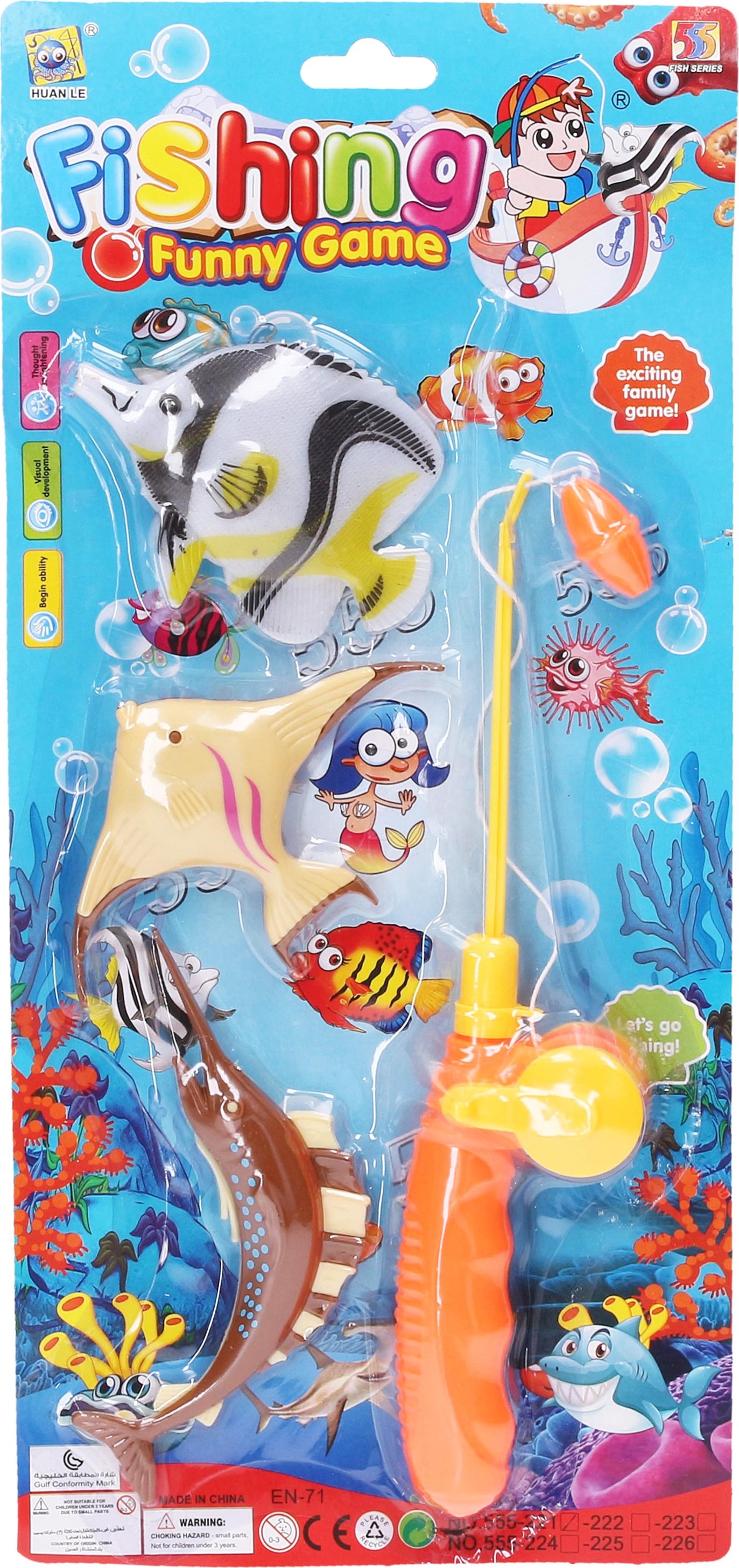 Wiky Magnetisches Angelspiel Set mit Angelrute und 3 magnetischen Fischen (10 cm)