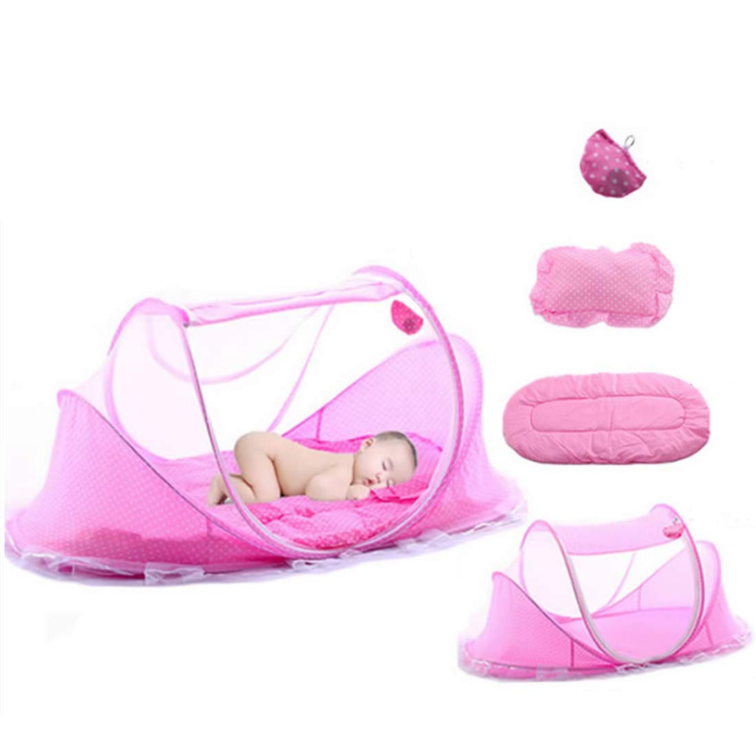 Fanville Ultraleichtes Baby-Strandzelt Tragbares Pop-up-Kinderbett Matratze Reisebett Kinder Baby Moskitonetz für Bett Tragbares faltbares Neugeborenes Reisezelt
