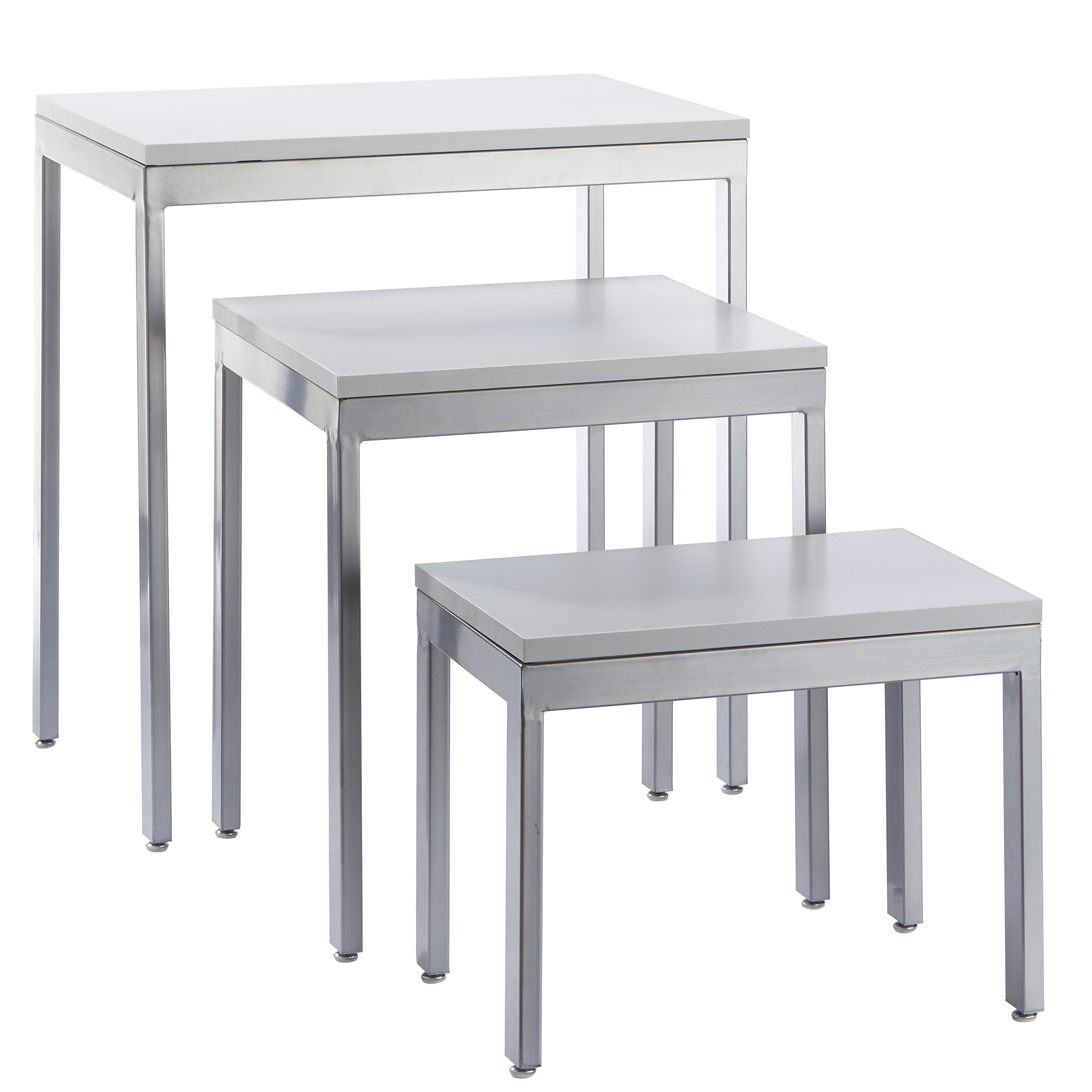 Cepewa Ineinanderschiebbarer Tisch 3er Set, Serie Design 2, grau, 3 Größen