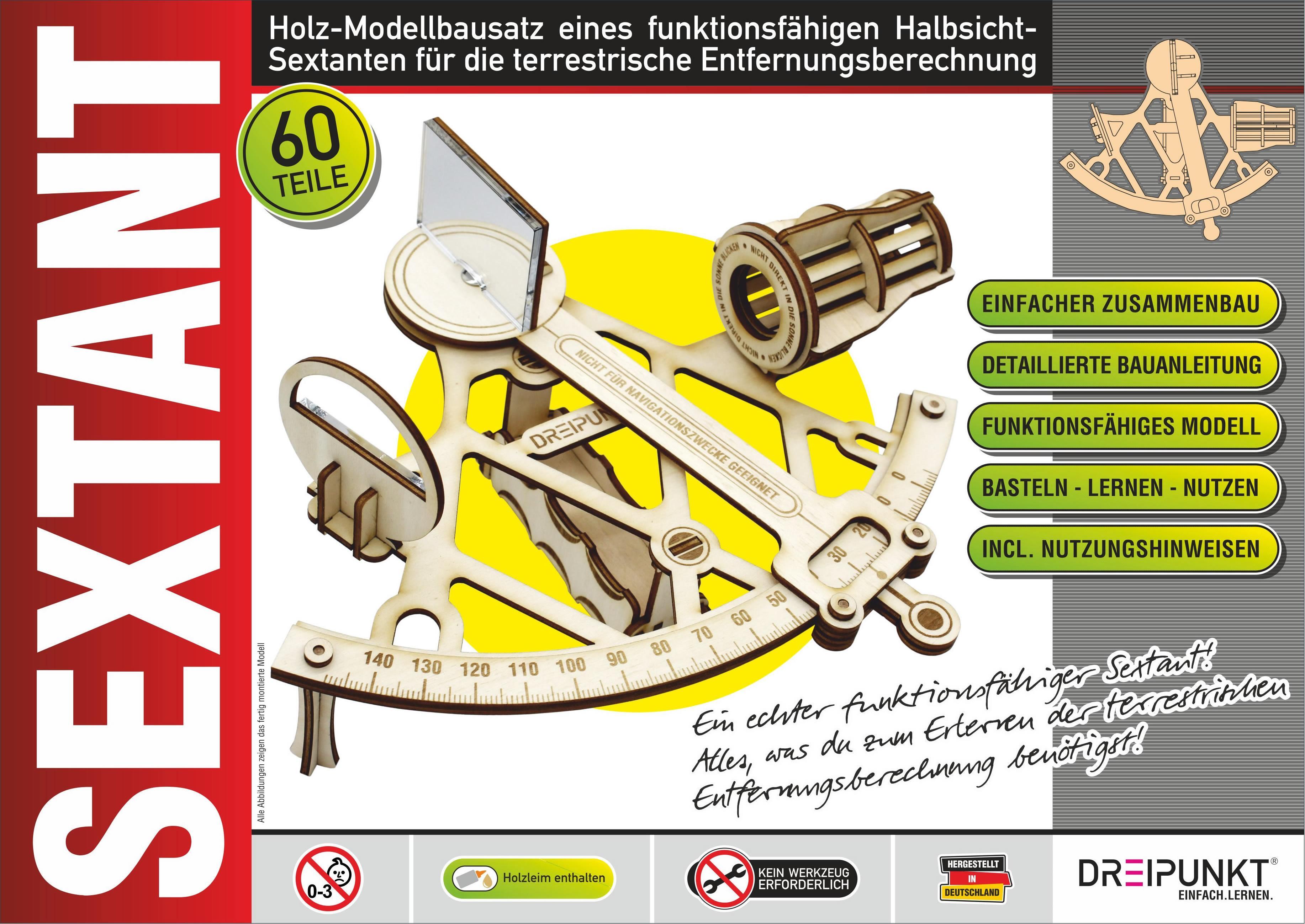 Dreipunkt Verlag Bausatz Sextant: Detaillierter Holz-Modellbausatz eines funktionsfähigen Sextanten