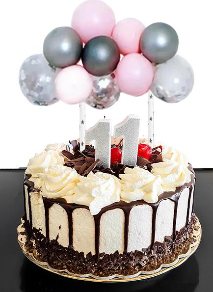 DICKBLUT Rosa-grau-silberner Konfetti-Ballonaufsatz