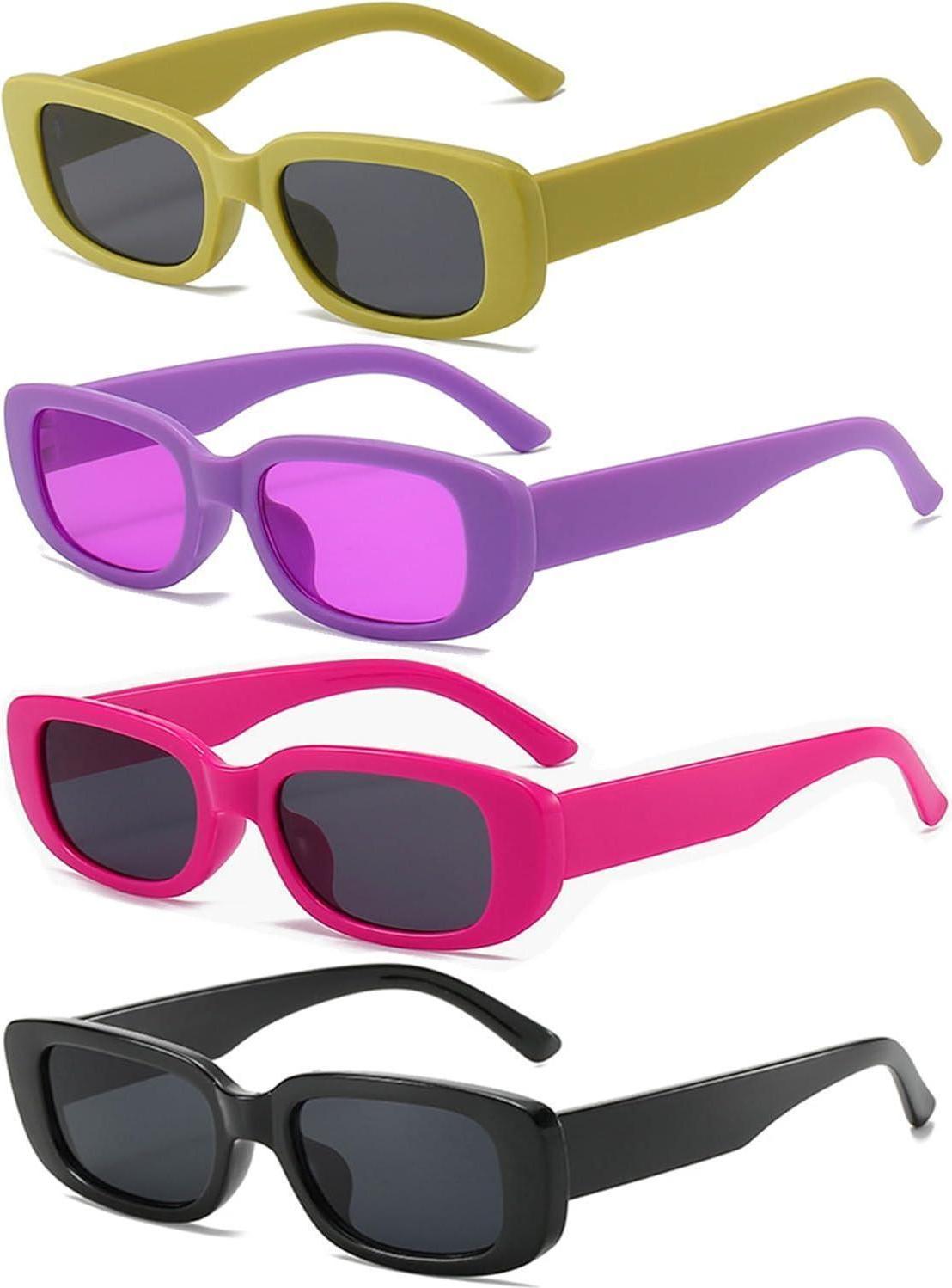 Sonstige 4er Set Retro Sonnenbrille Damen Rechteckige Vintage Brille 90er Trendy