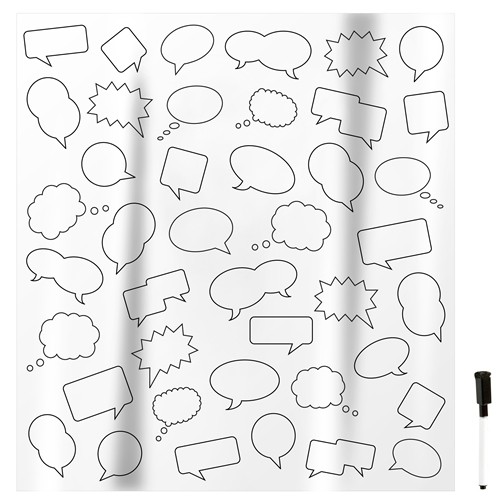 Wanted Duschvorhang Sprechblase inkl. Stift zum Beschriften & 12 Haken 57