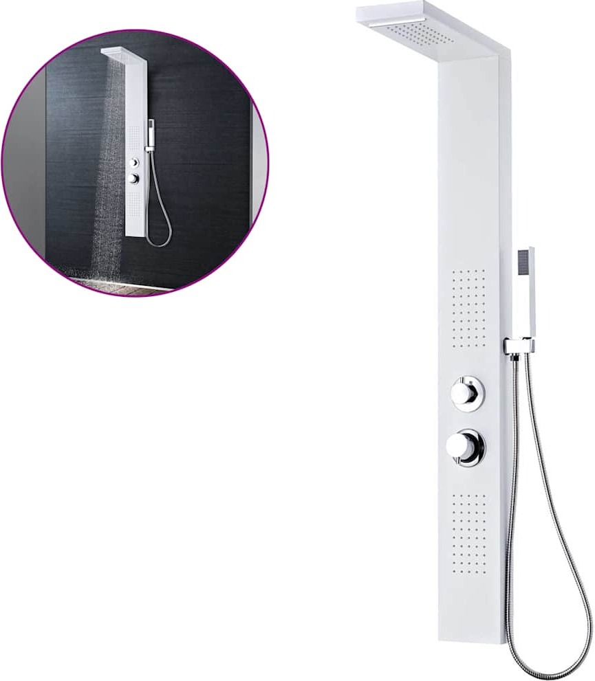 vidaXL Sprchový panelový systém Hliník Matná biela