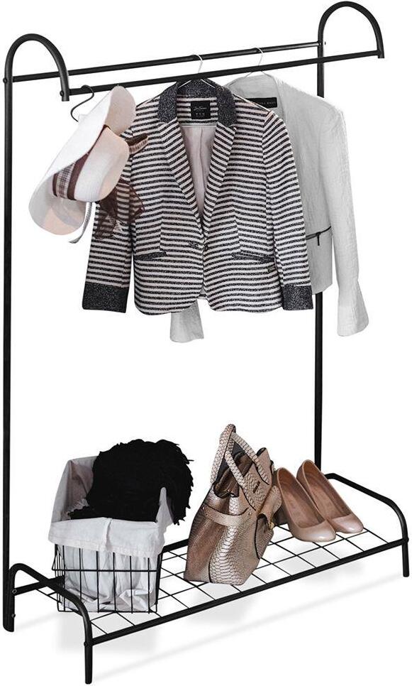 Vilde Kleiderständer Bodenkleiderständer Garderobenständer Kleiderschrank Kleiderbügel Garderoben-Kleiderbügel aus Metall schwarz 85x35x147 cm