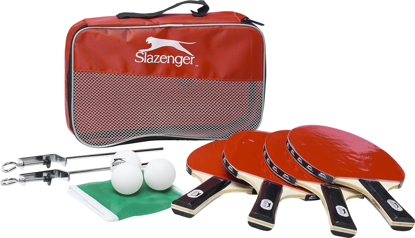 Slazenger Tischtennis Set 15-teilig - 4 Schläger, 10 Bälle, Tasche