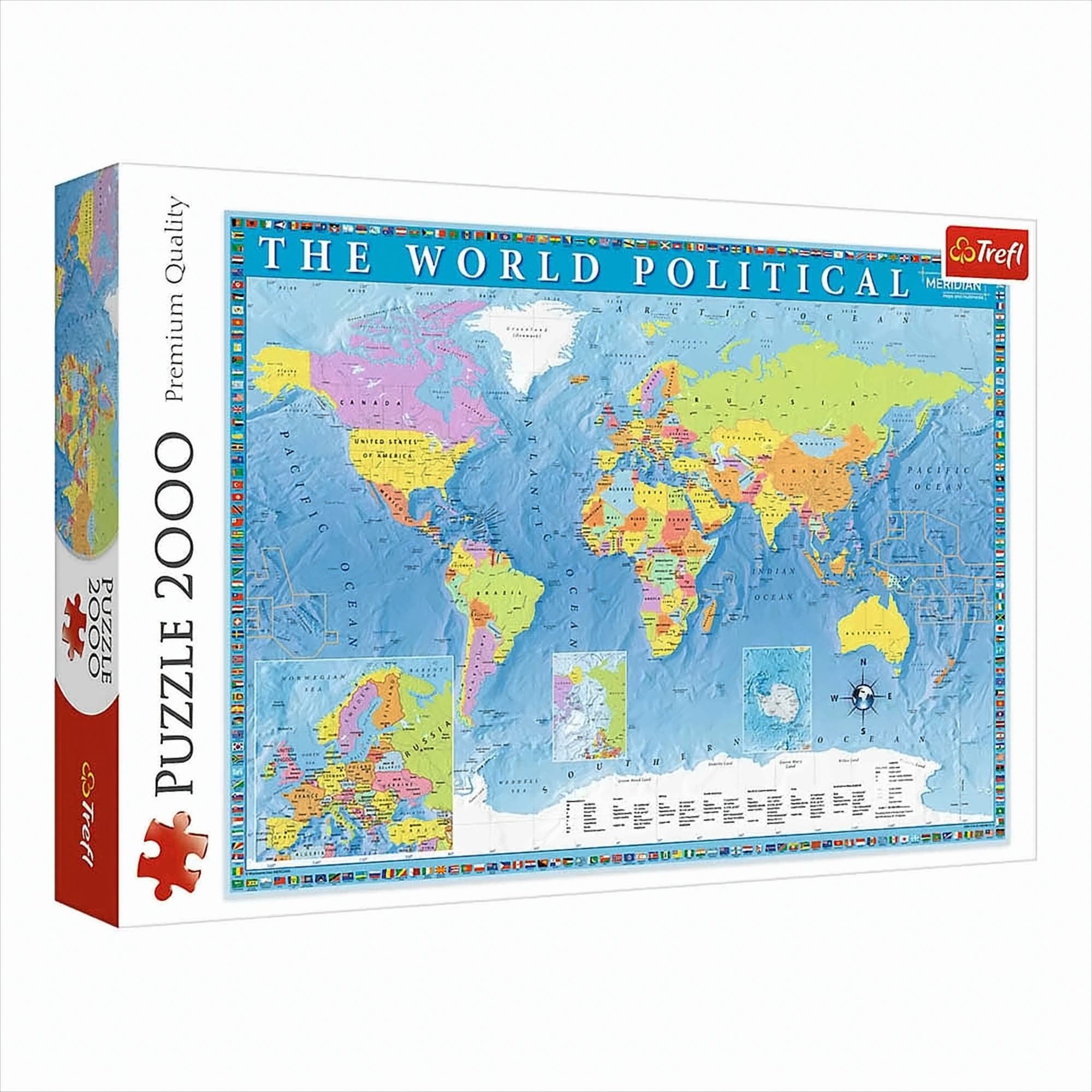 Trefl Puzzle Politische Weltkarte, 2000 Teile, 96.1 x 68.2 cm, 27099