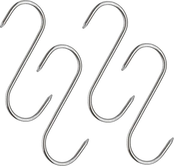 Set von vier Räucherhaken für Fleisch, Metzgerei DEPOX®, 16 cm, Metall