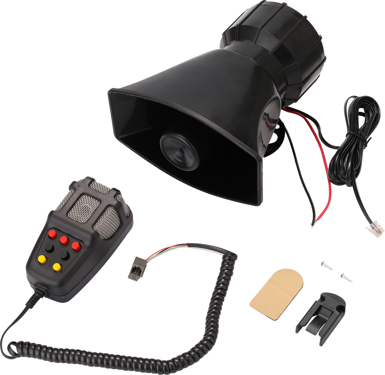 Aibecy 7-Ton-Auto-Warnsirene, Auto-Sirenenhorn, Mikrofon, PA-Lautsprechersystem, Warnverstaerker, Hupe, 12 V, 80 W, 200 dB