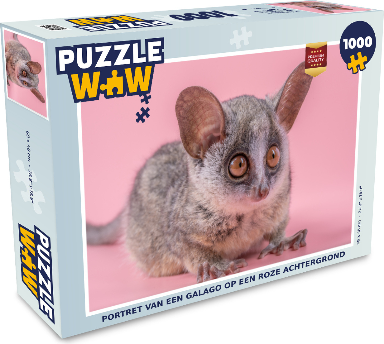 MuchoWow® Puzzle 1000 Teile Porträt eines Galagos auf rosa Hintergrund - Erwachsene - Rätsel 136|51158560