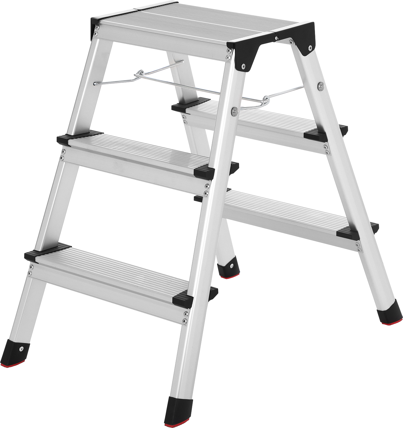 SONGMICS Leiter, Trittleiter, Aluleiter mit 3 Stufen, Stehleiter, bis 150 kg GLT23K