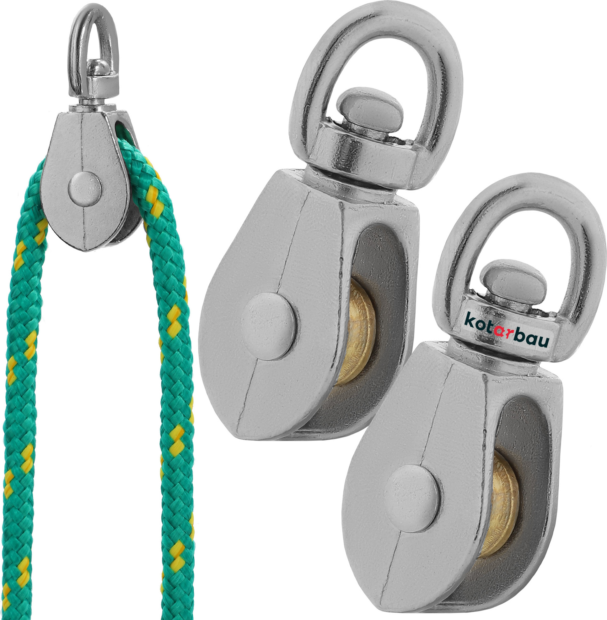 KOTARBAU® 2er Set Seilrolle Umlenkrolle einzeln Vernickelt 1/2" Stahl C15 Seilrollen für Bauwesen Segeln Rettung Bergsteigen | Umlenkrollen für Seile ⌀ 5 mm | Seilrolle | Umlenkrolle für Seilwinde