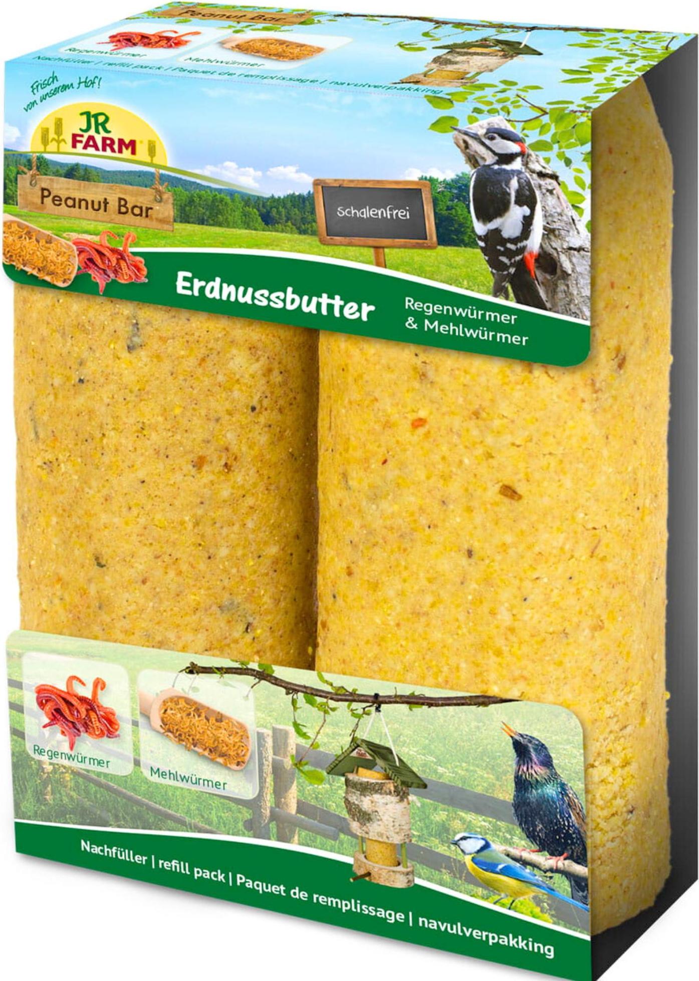 JR FARM Peanut Bar - Erdnussriegel mit Regenwürmern und Mehlwürmern, 2 Stück, 700g