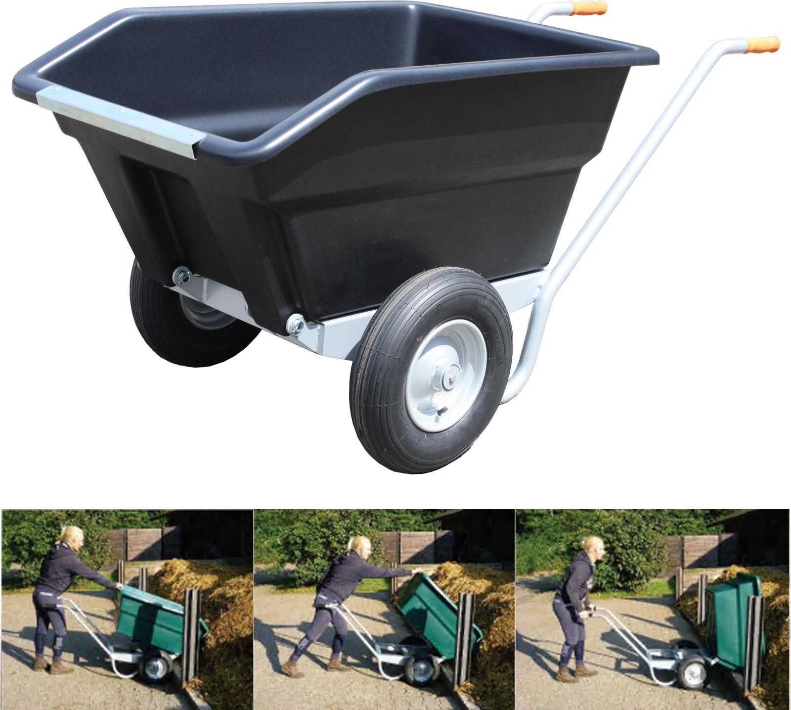 Foxwinkel Großmulden-Kippkarre 260 Liter Futterkarre Hofkarre Mistkarre Doppelradschubkarre Lufträder K 2552 K