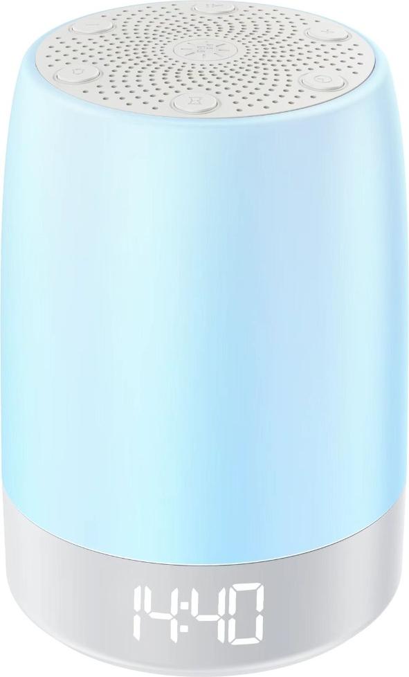 INF Weißes Rauschen Schlaflicht mit 32 Naturgeräuschen und Timer Silber 405091