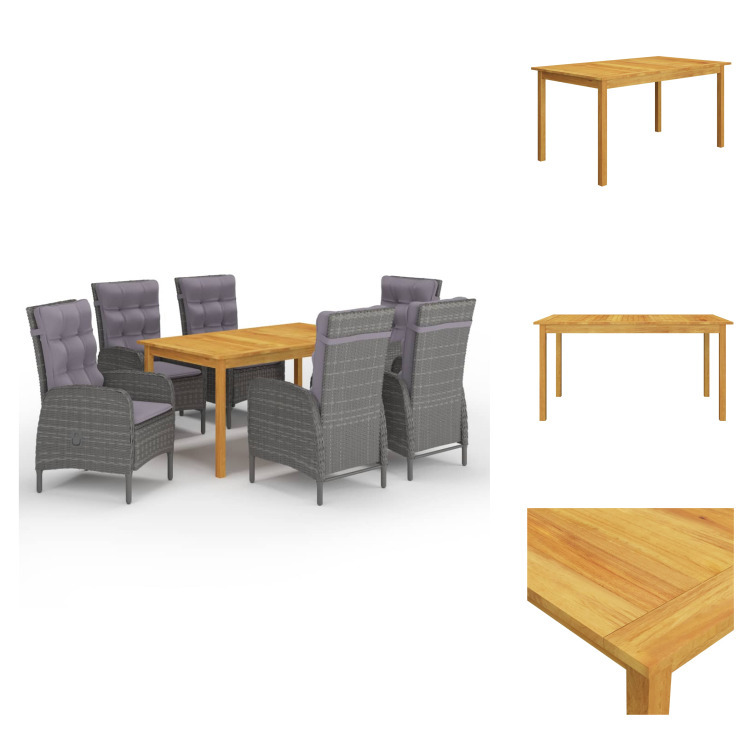 vidaXL 7-dielny záhradný jedálenský set sivý - Záhradné nábytkové zostavy