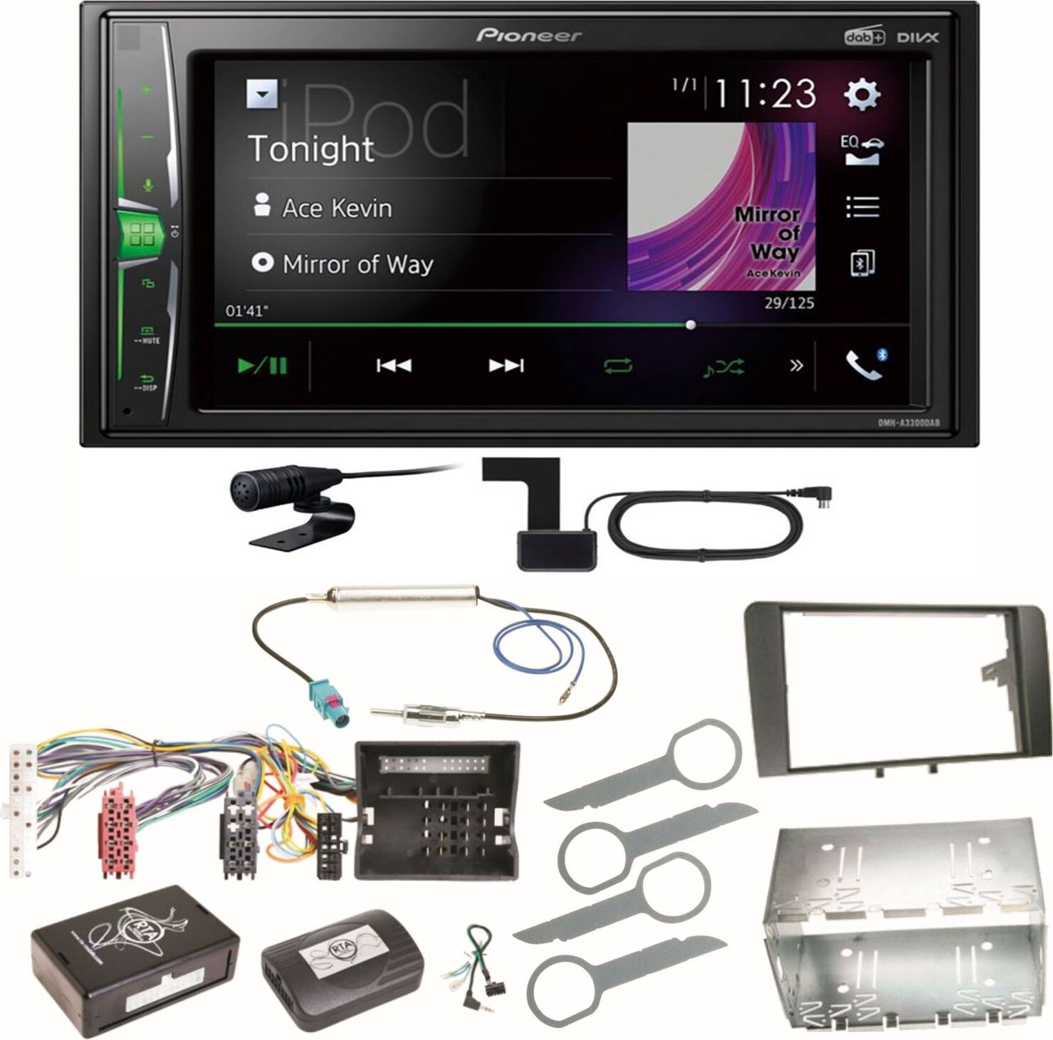 Pioneer DMH-A3300DAB Digitalradio Bluetooth WebLink Einbauset für Audi A3 8P 8PA