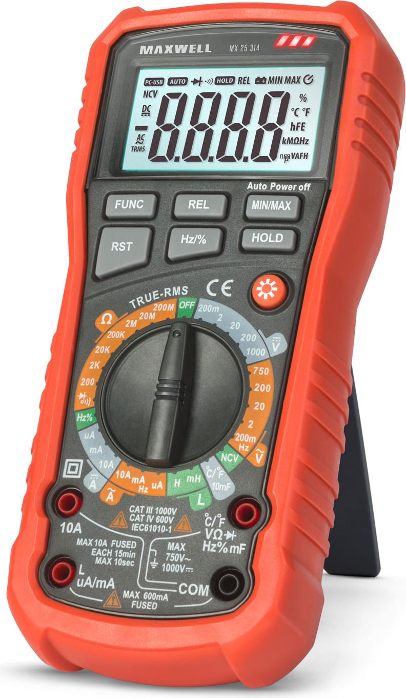 HomeShopXL Digitalmultimeter - Induktivitätsmessung - Kapazitätsmessung - Temperaturmessung - NCV - 1000 V - 10 A - Hintergrundbeleuchtung [25314]