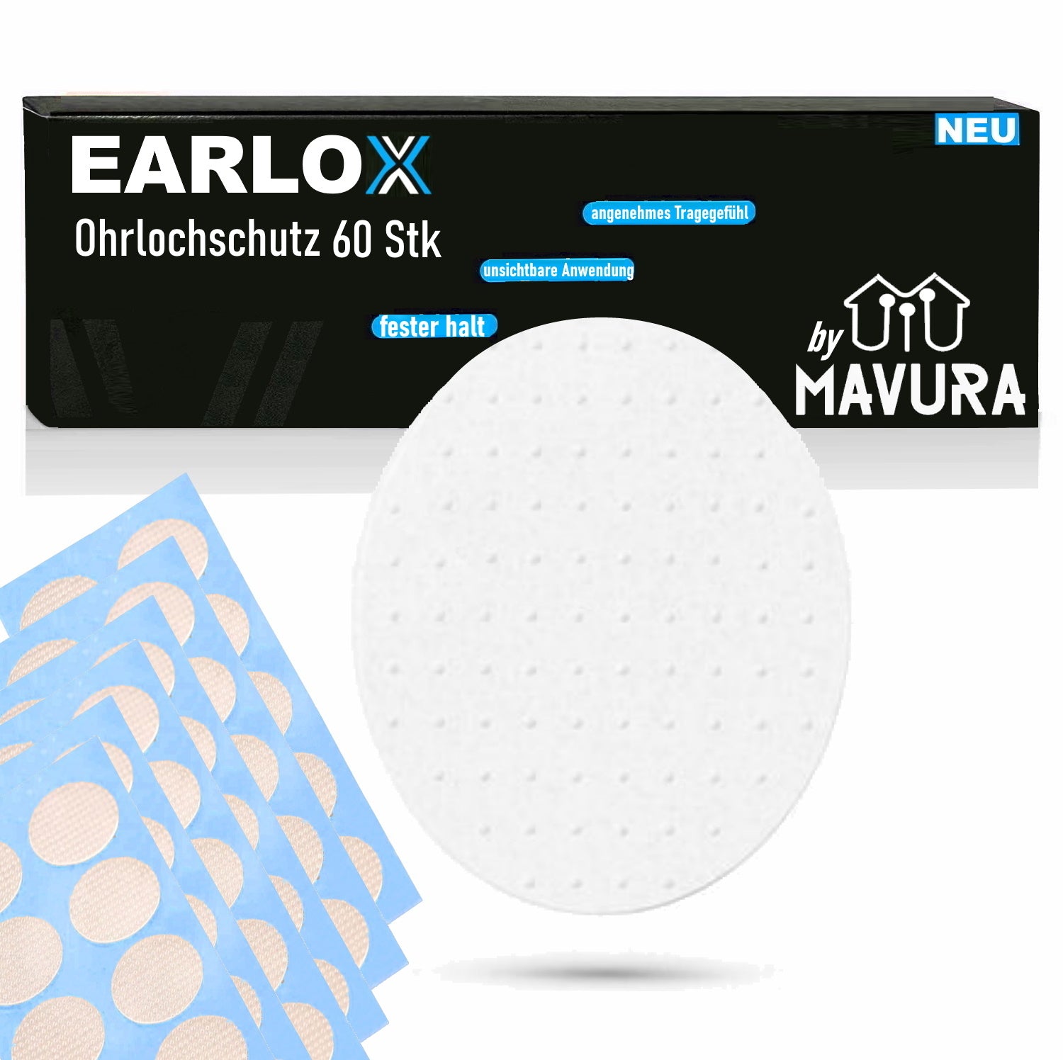 MAVURA EARLOX Earlobe Tapes Ohrlochschutz ausgeleierte Ohrläppchen gerissene Ohrlöcher A035