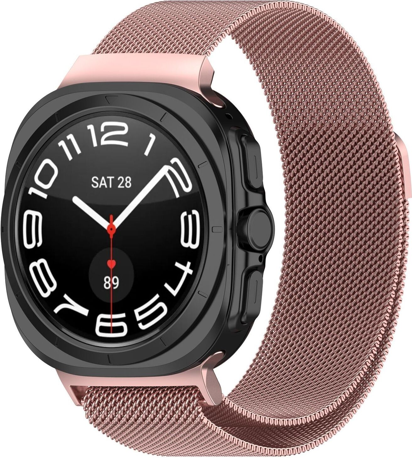 Pre Samsung Galaxy Watch Ultra 47 mm kovový náhradný náramok z pletiva ružový