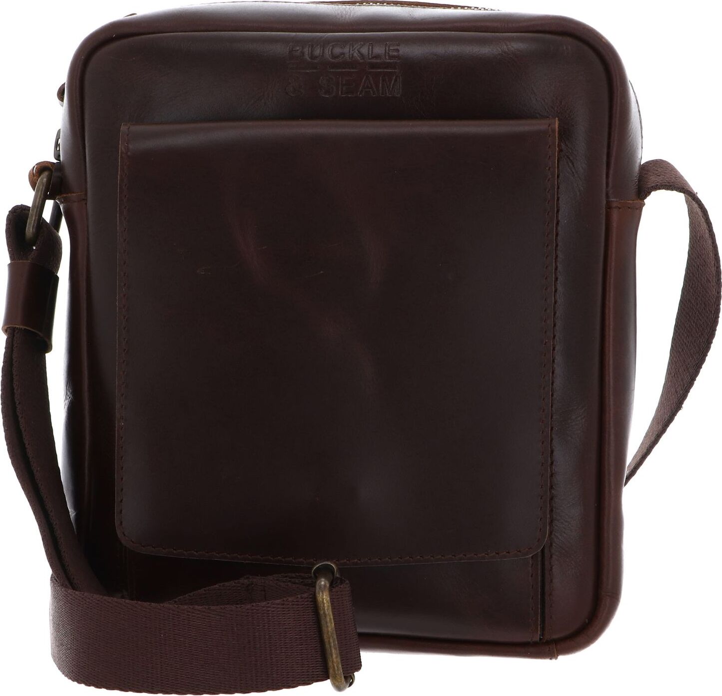 Buckle up Buckle & Seam Crossbody Bag - BROWN/Blue