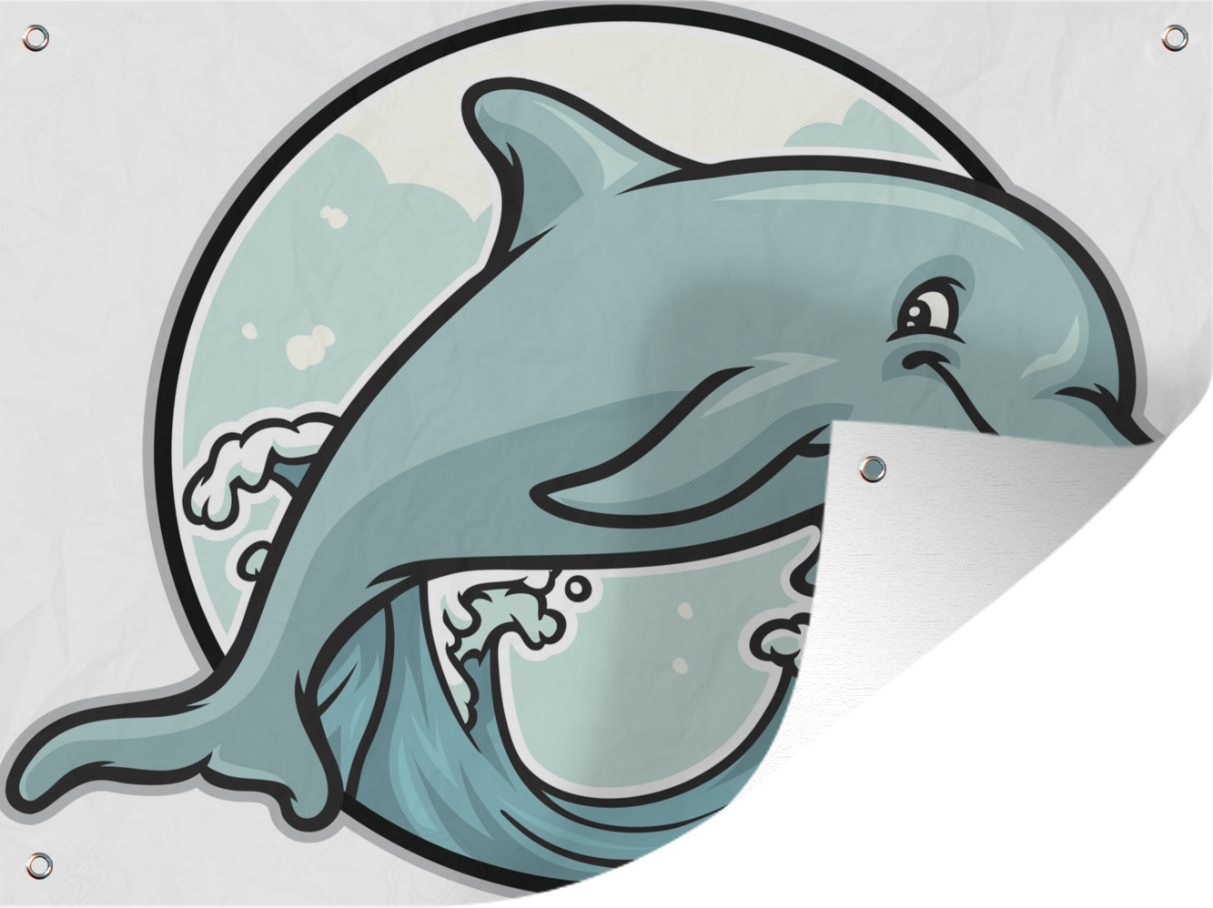 MuchoWow® 80x60 cm Outdoor-Poster Gartendeko Sichtschutz Garten Poster für den Garten Delphin - Kreis - Wasser 133|1345407