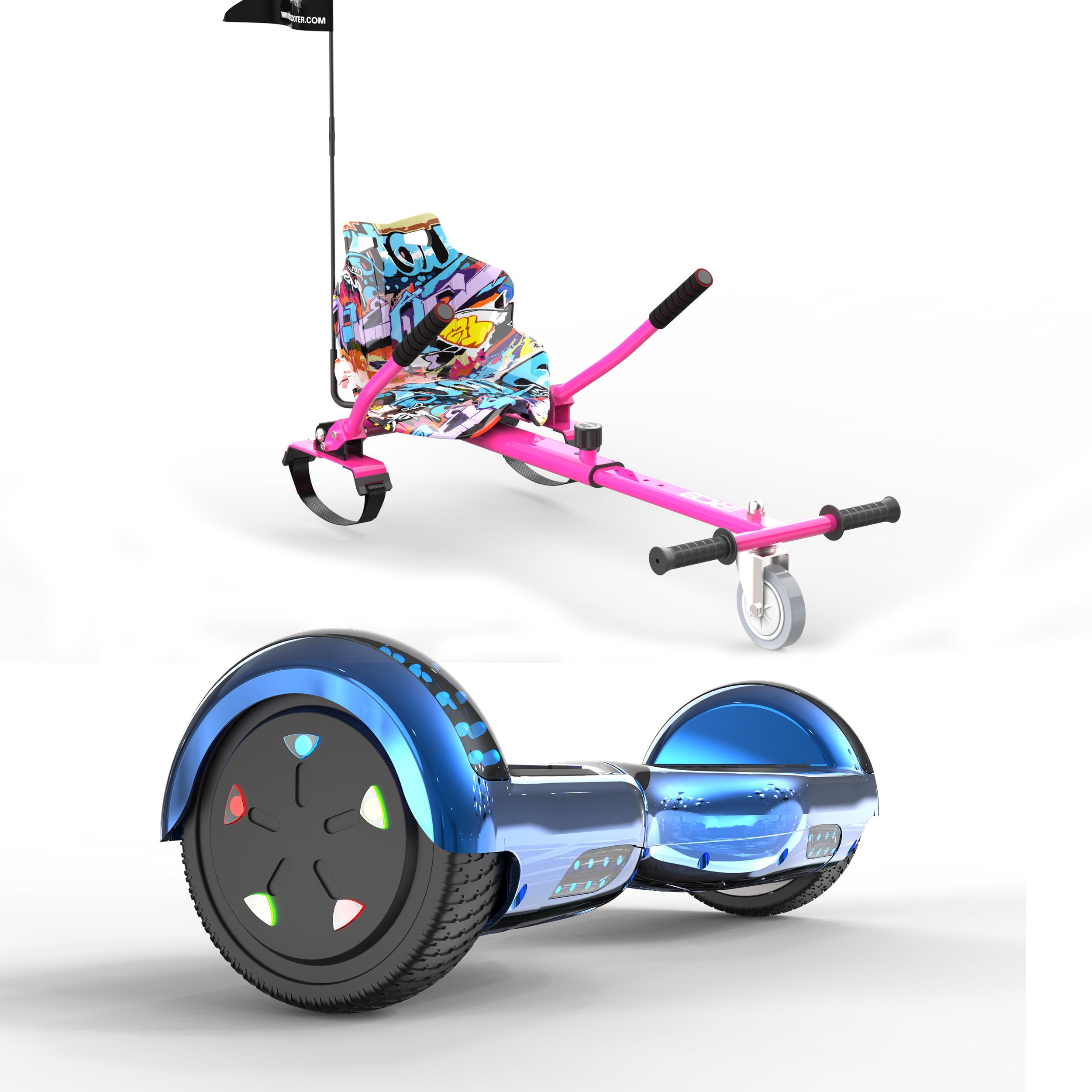RCB 6,5" Hoverboard ,Hoverboard Kinder mit Go-Kart,Offroad-Hoverboards mit Bluetooth LED Geschenk für Kinder Erwachsene JD5