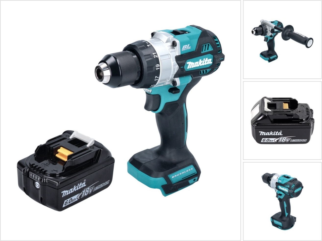 Akumulátorová príklepová vŕtačka Makita DHP 486 G1 18 V 130 Nm bez kefiek + 1x akumulátor 6,0 Ah - bez nabíjačky