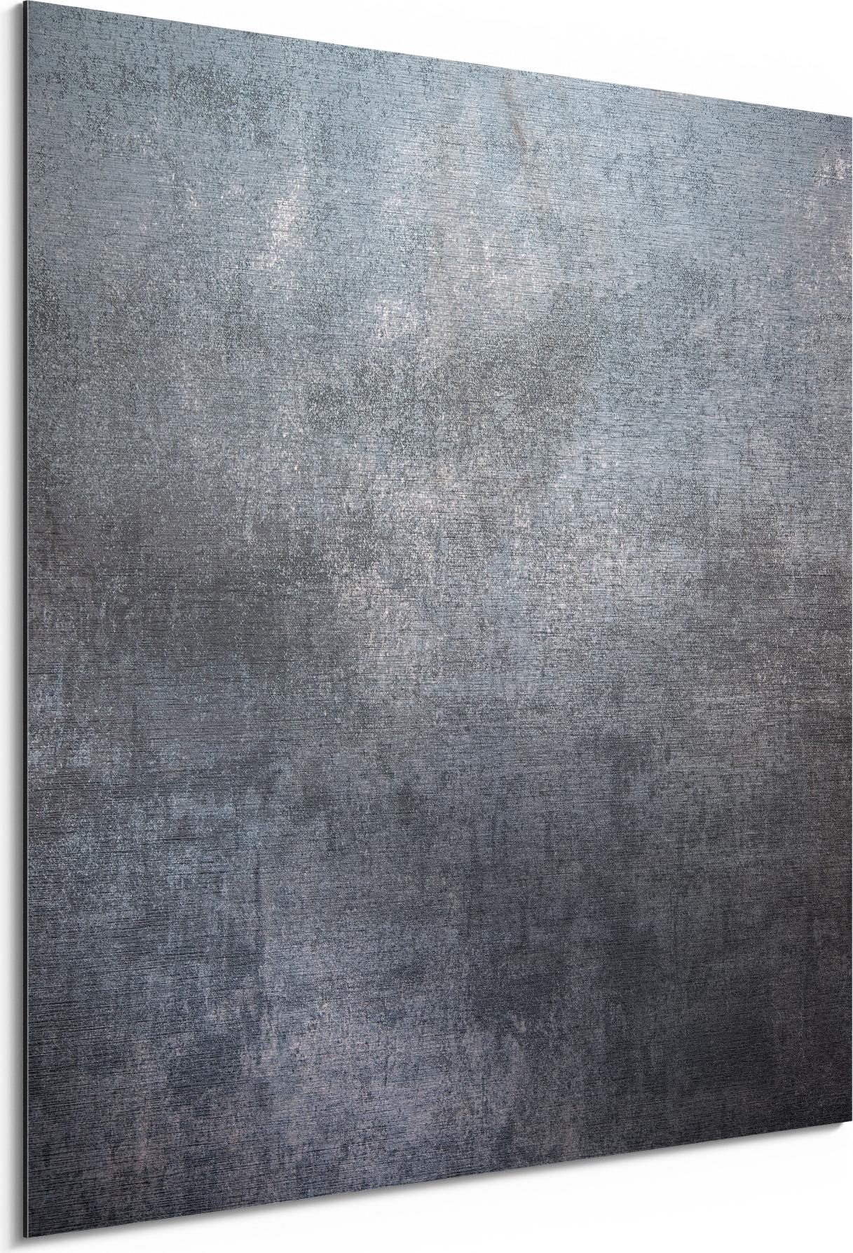 DEQORI Alu-Dibond Bild Silber 30x30 cm 'Raue Metalloberfläche' Wandbild Metall dünn AD-30-30-S-1187-UV