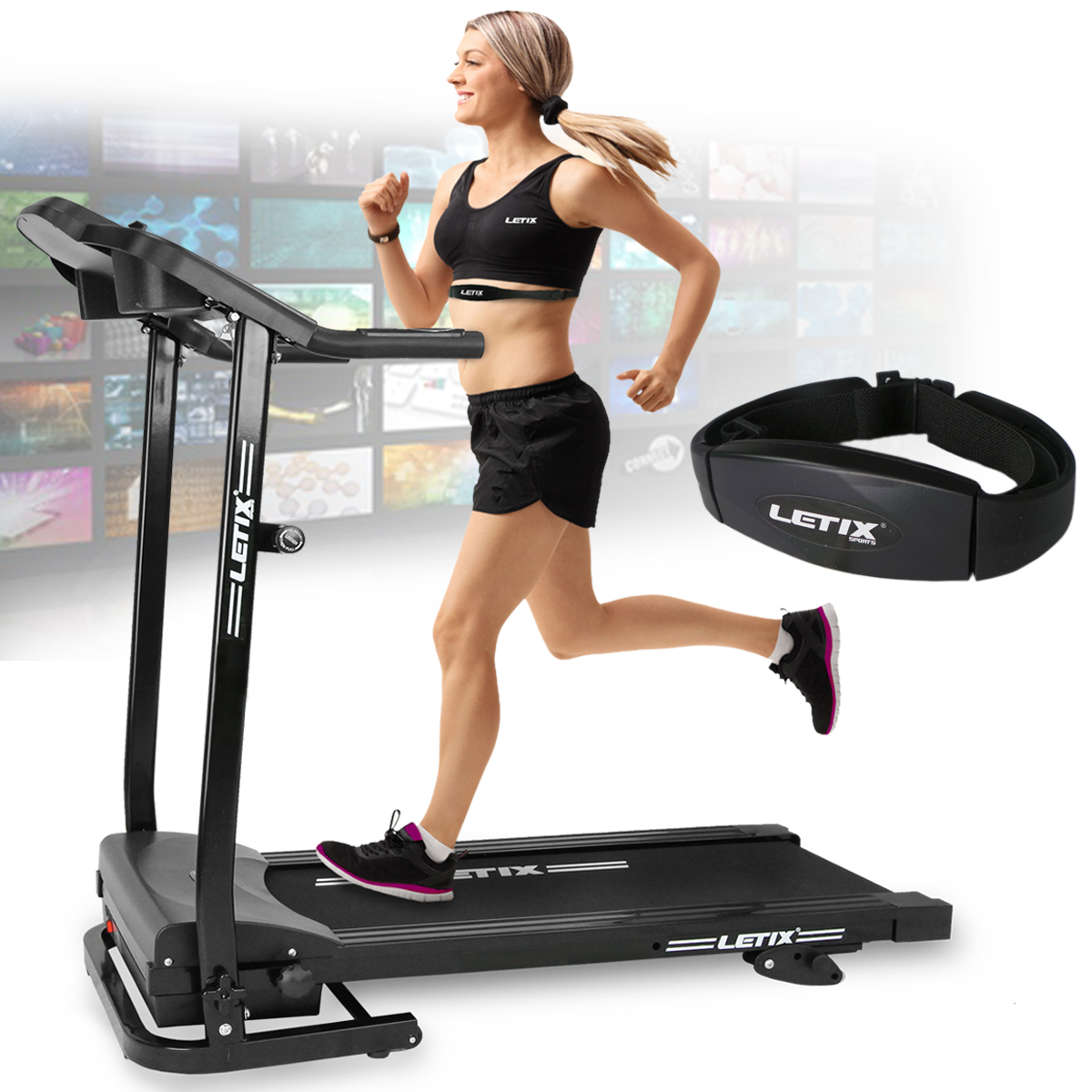 Laufband Heimtrainer Fitnessgerät elektrisch mit LCD Display Jogging klappbar 