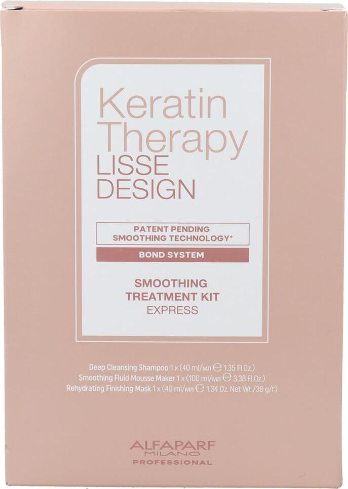 Alfaparf Milano Keratin Therapy Smoothing Treatment Kit - Deep Cleansing Shampoo 40ml + Rehydrating Finishing Mask 40ml + Smoothimg Fluid Mousse 100ml