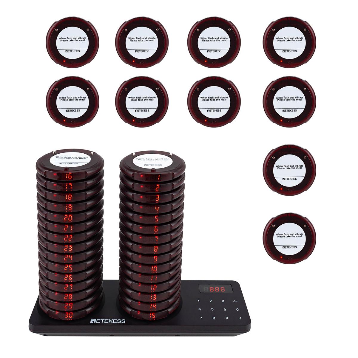 Retekess TD163 Restaurant Pager System, Pager Rufsystem, 500M, 40 Pagers, 31 Rufmod, 300mAh 20H, Pager set für Fast Food, Hotel, Café, Bar EUF9609AX2