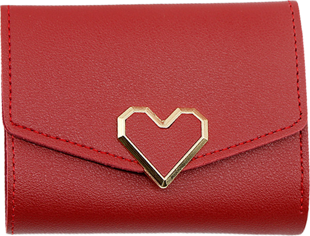 Homedvery Münzgeldbörse mit Knopfverschluss, Multifunktionstasche, dreifach gefaltet, feine Nähte, kurze Aufbewahrung, Kunstleder, Damen-Münz-Clutch, Damen-Accessoire 3717826@Hdvery