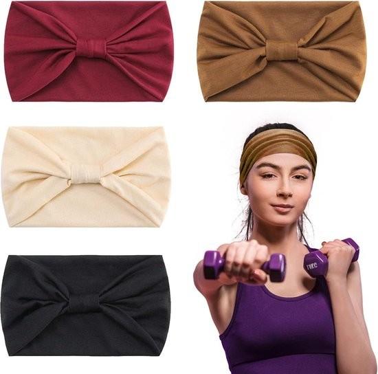 Merkloos Breites, elastisches 4-teiliges Haarband-Set für Damen – Haarbänder für Damenfrisuren – Boho-Haarband mit Haarschal 104481-0